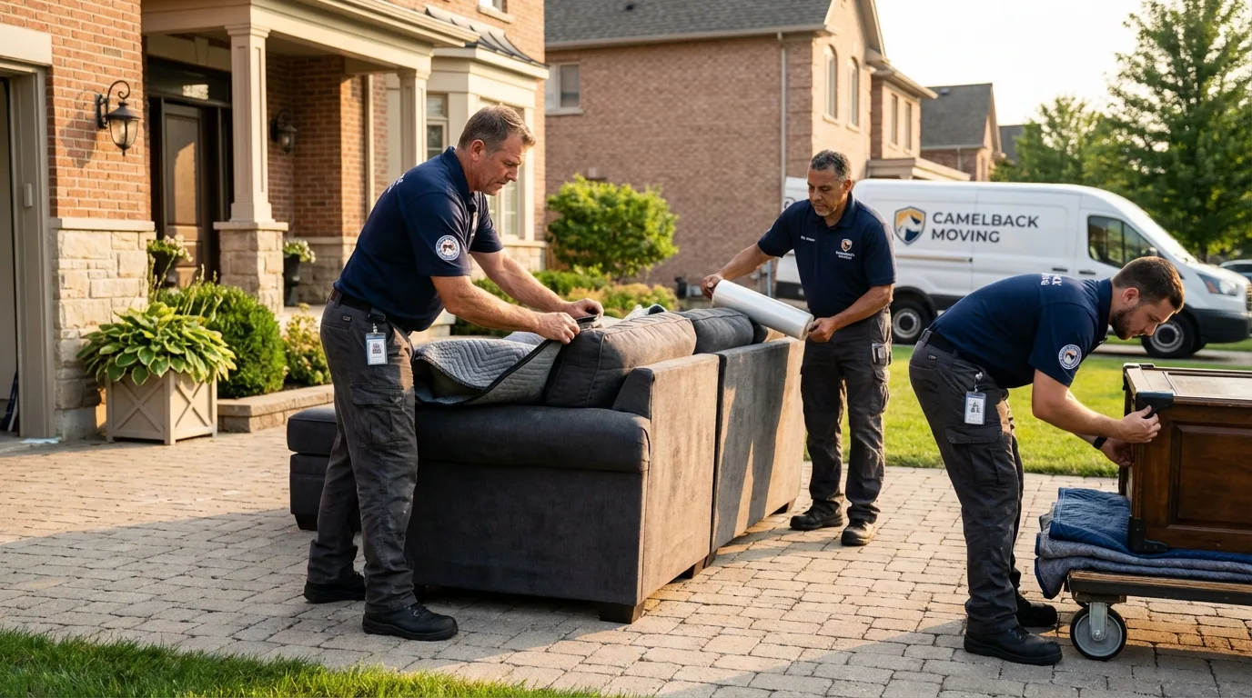 Large estate moving crew wrapping furniture in Hometown, IL